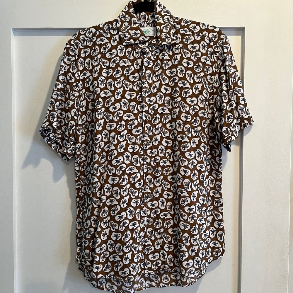 Seaplane Short Sleeve Button Up Shirt in Deadstock Horse Cowboy Print